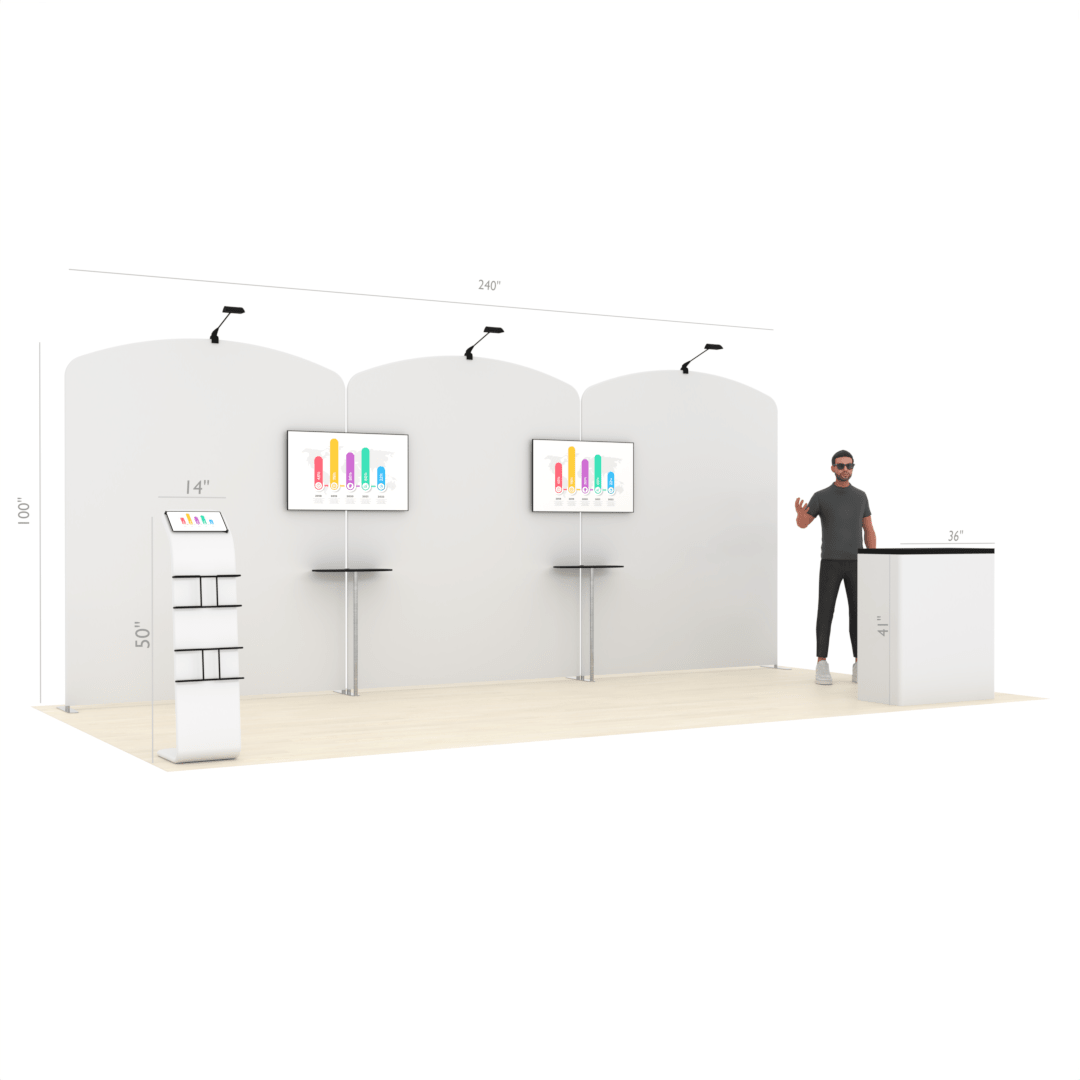 20ft PanelFusion™ 3-Panel Booth with 2 TV Mounts (3) - ExpoPrint