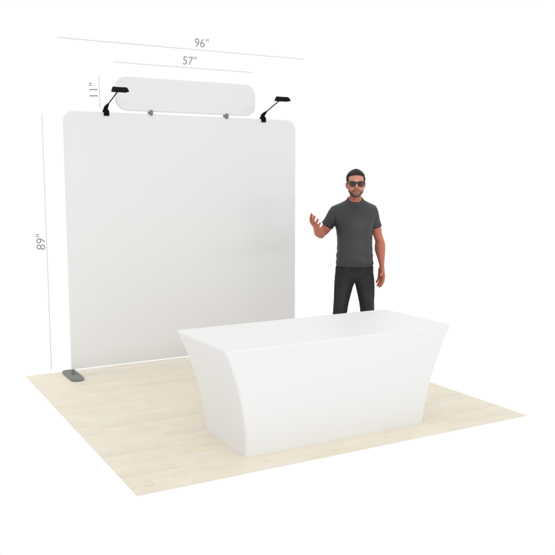 8ft Straight TensionMax™ Booth with Custom Table Cover