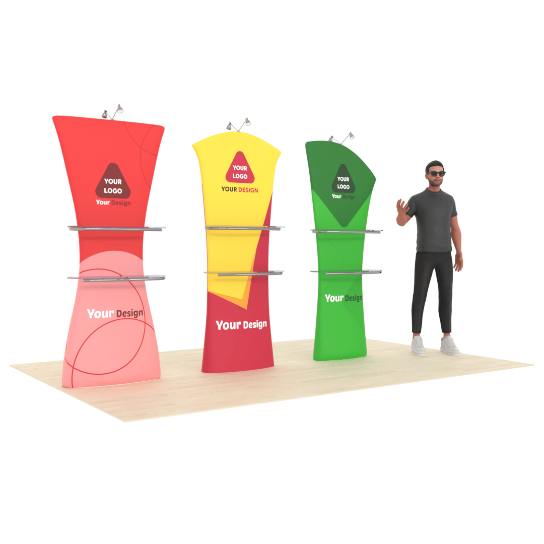 LumiView™ Dual-Shelf Stands with LED Spotlight - ExpoPrint