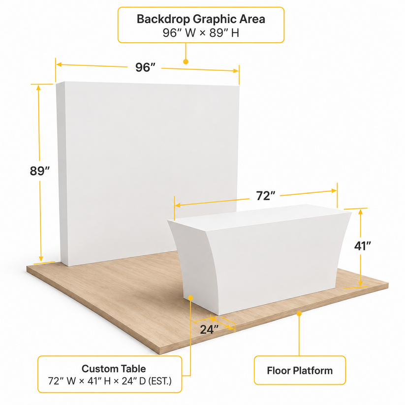 8ft QuickPop Straight + Table Covers