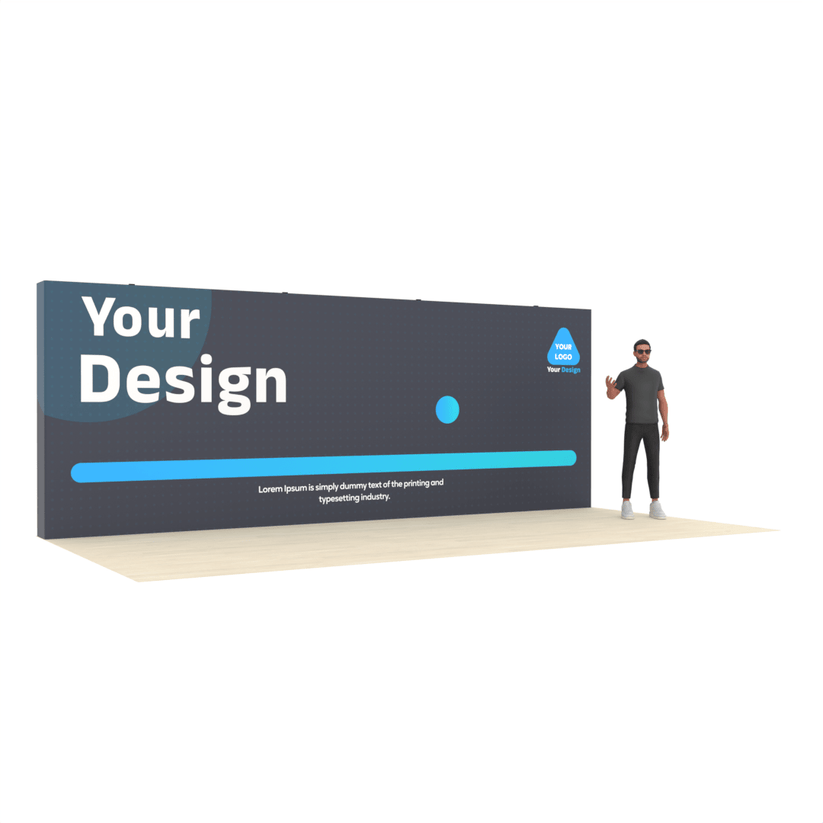 20ft Straight QuickPop™ Backdrop Display with Endcaps - ExpoPrint
