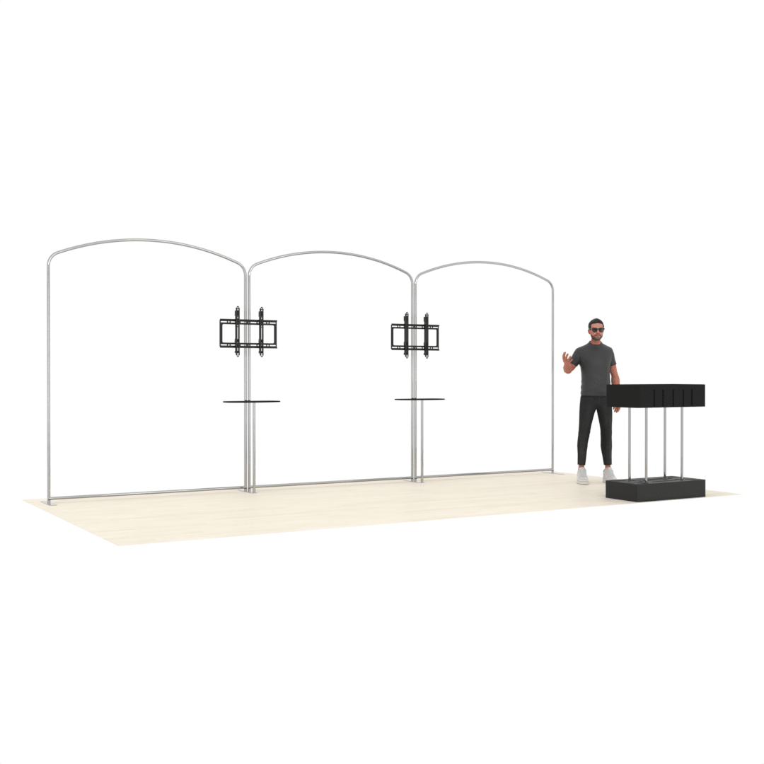 20ft PanelFusion™ 3-Panel Booth with 2 TV Mounts (3) - ExpoPrint
