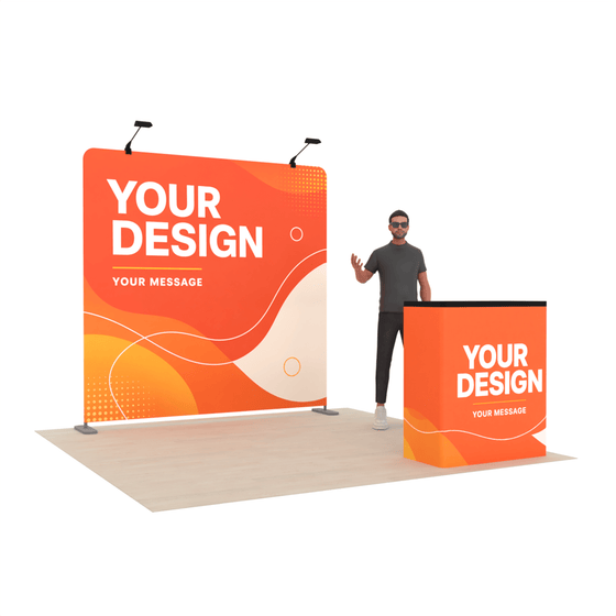 8ft Straight Tension Fabric Trade Show Booth Kit with Podium – TensionMax™