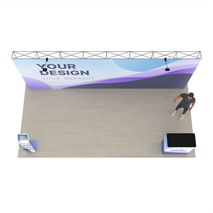 20ft Straight Pop-Up Trade Show Booth Kit with Podium & Media Stand – QuickPop™ Booth