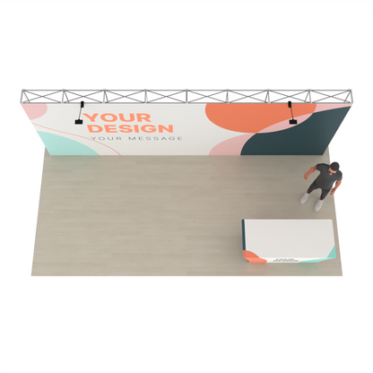 20ft Straight Pop-Up Trade Show Booth Kit with Table Cover – QuickPop™