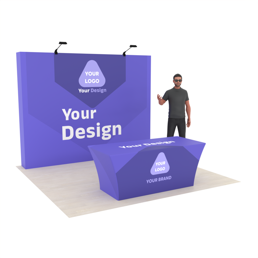 10ft Straight QuickPop™ Booth with Custom Table Cover