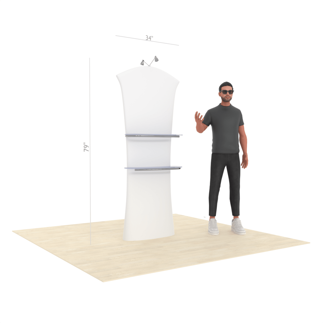 LumiView™ Dual-Shelf Stands with LED Spotlight - ExpoPrint
