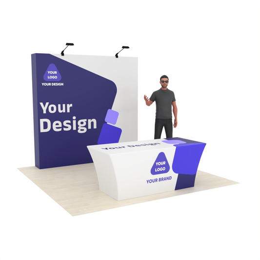 8ft Straight QuickPop™ Booth with Custom Table Cover