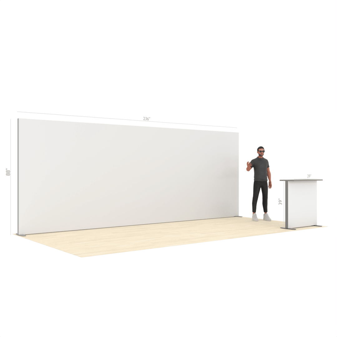20ft Backlit SEG Lightbox Trade Show Booth with Illuminated Counter - ExpoPrint