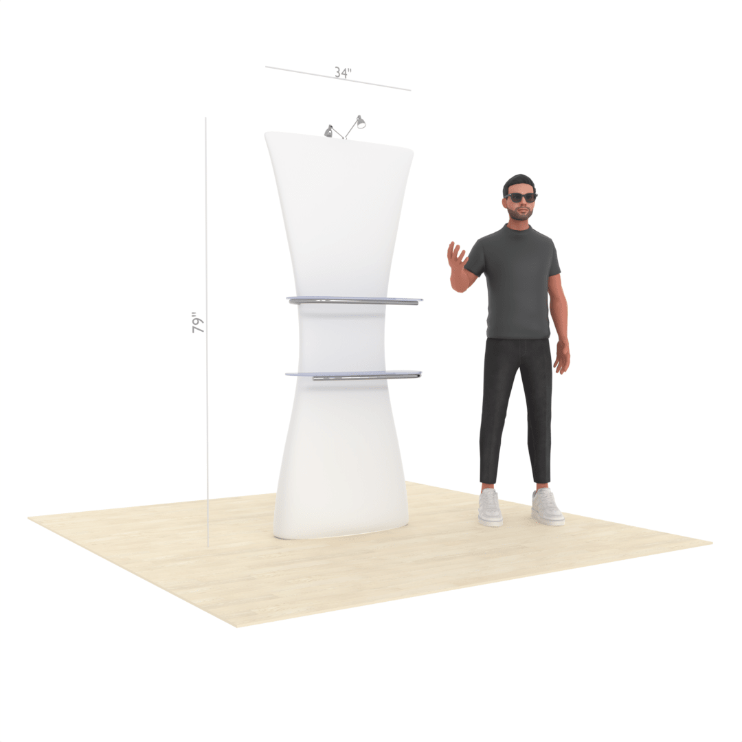 LumiView™ Dual-Shelf Stands with LED Spotlight - ExpoPrint