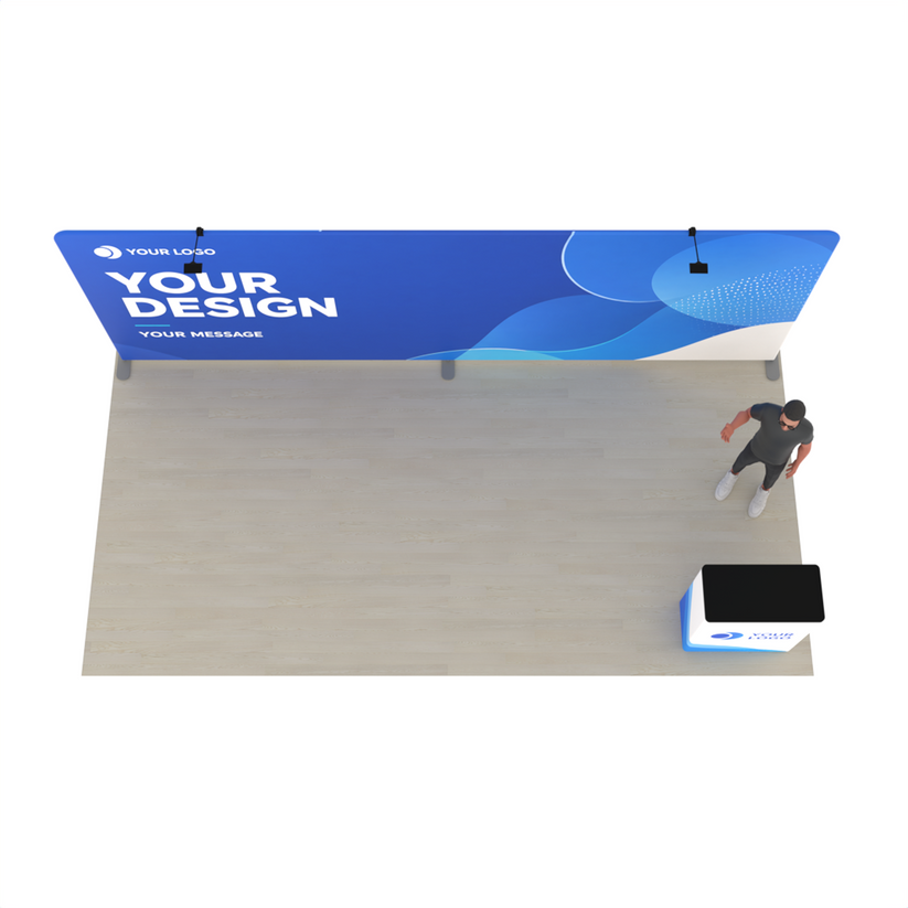 20ft Straight Tension Fabric Trade Show Booth Kit with Podium – TensionMax™