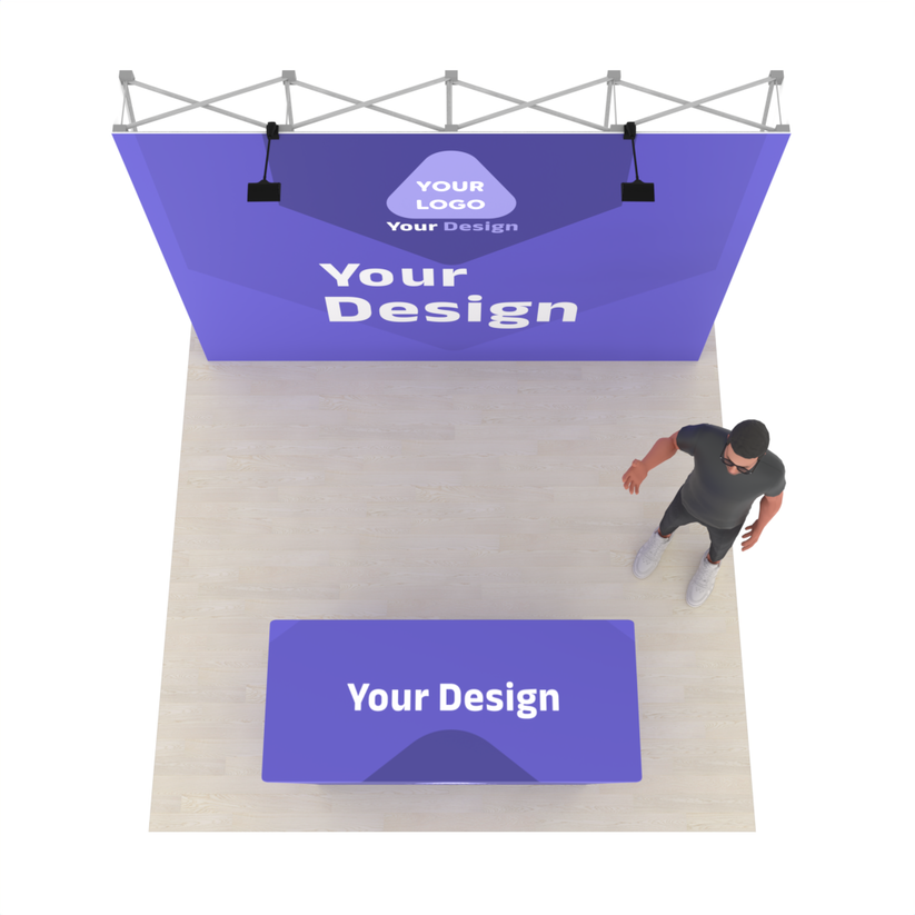 10ft Straight QuickPop™ Booth with Custom Table Cover