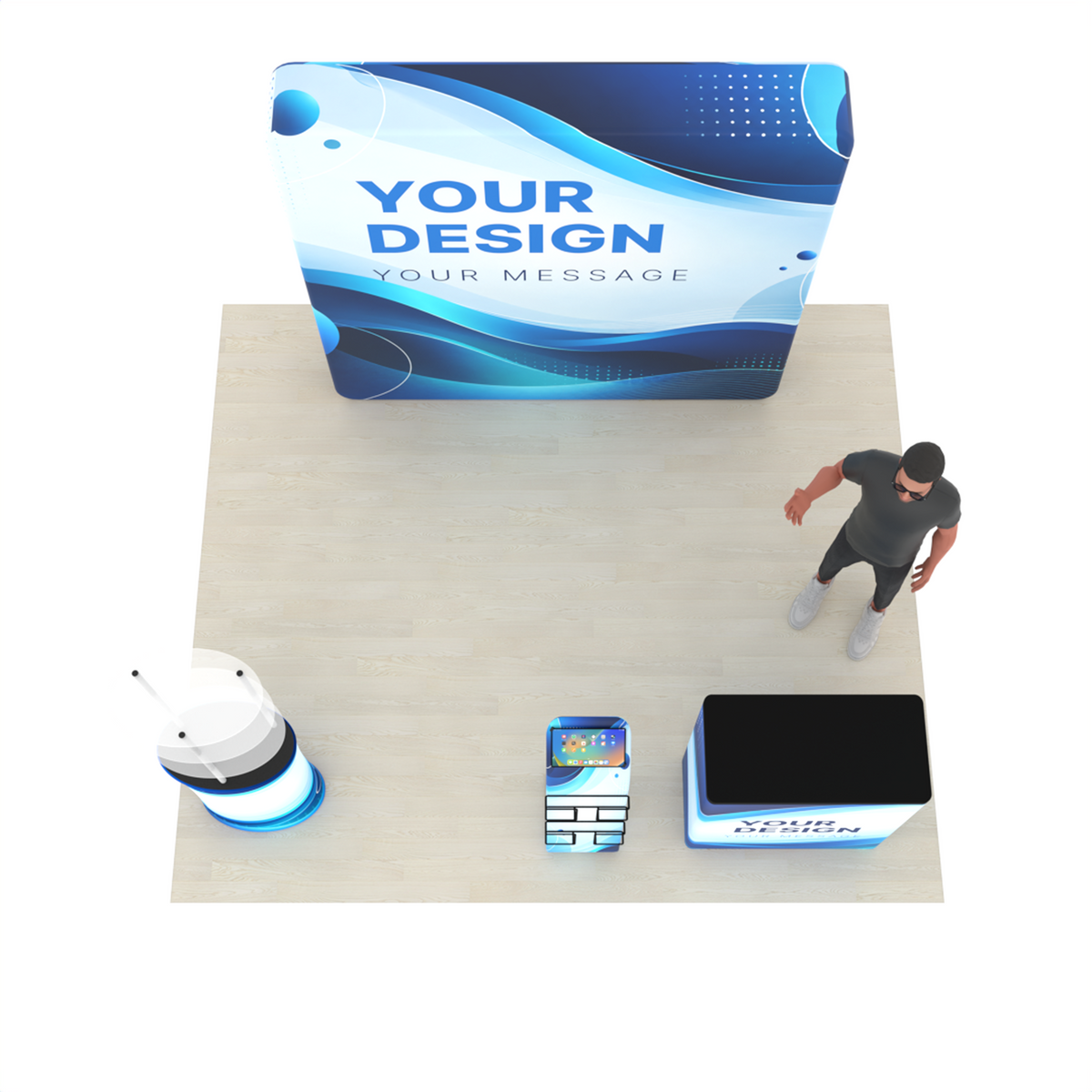 8ft LumiCube™ LED Backlit Fabric Trade Show Booth Display with Customizable Pakage