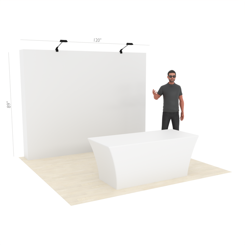 10ft Straight QuickPop™ Booth with Custom Table Cover