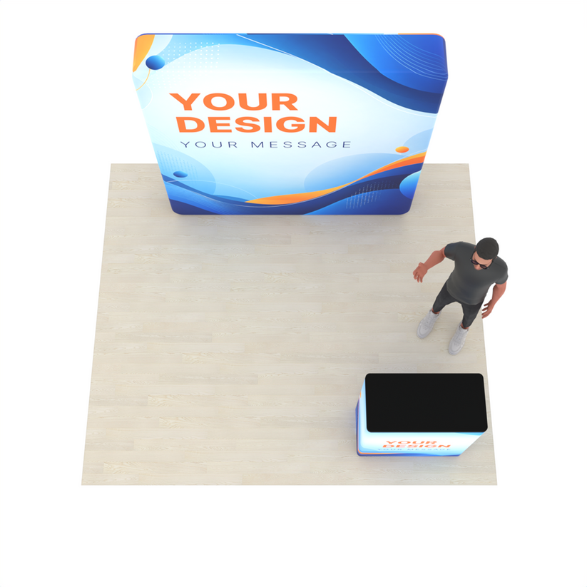 8ft LumiCube™ LED Backlit Fabric Trade Show Booth Display with Podium