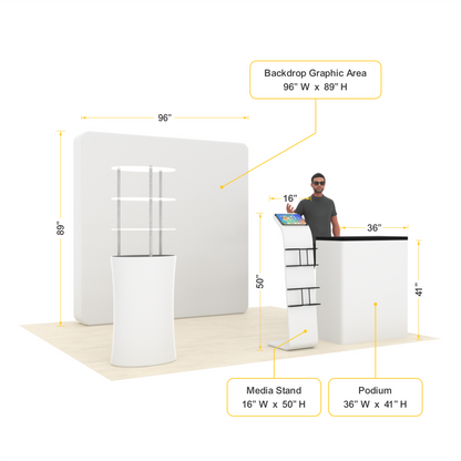 8ft LumiCube™ LED Backlit Fabric Trade Show Booth Display with Customizable Pakage