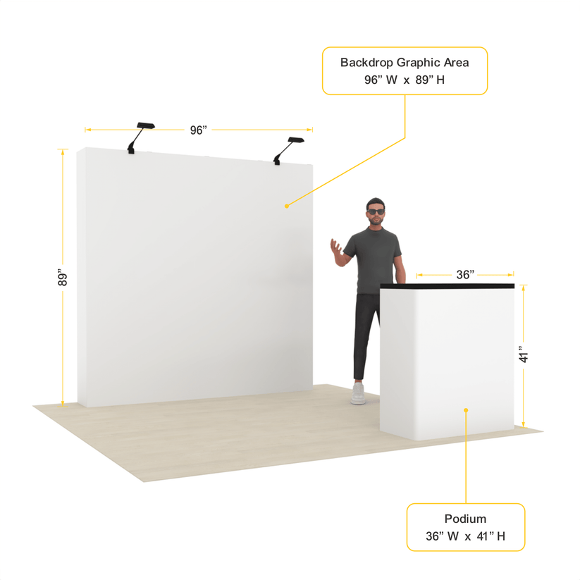 8ft QuickPop Straight + Podium - ExpoPrint