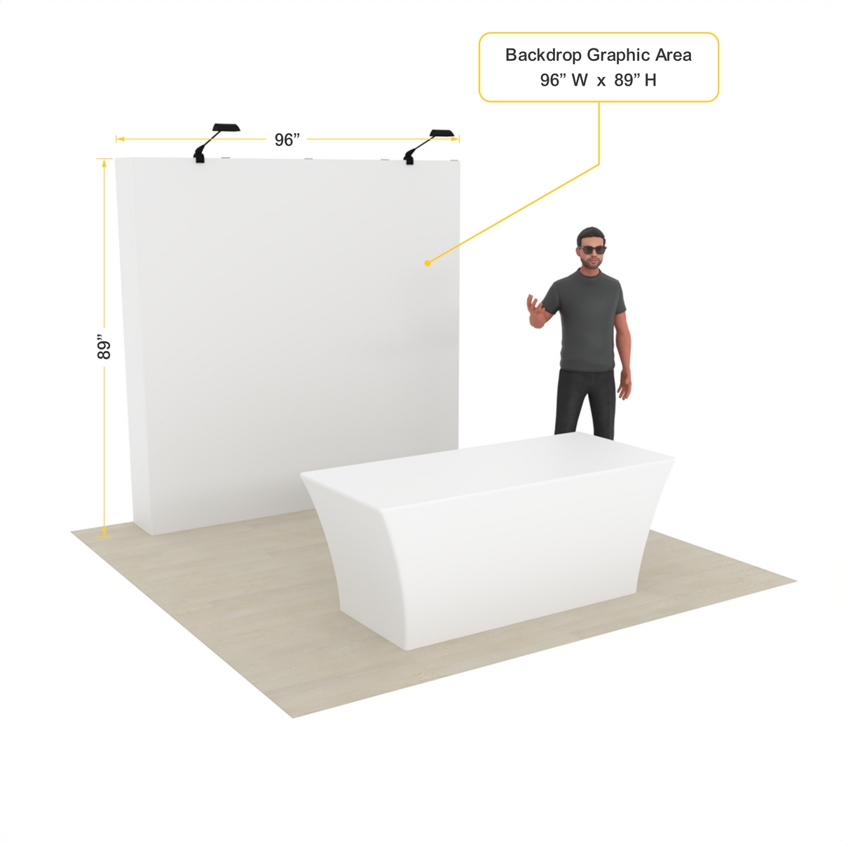 8ft Straight Pop-Up Trade Show Booth Kit with Table Cover – QuickPop™