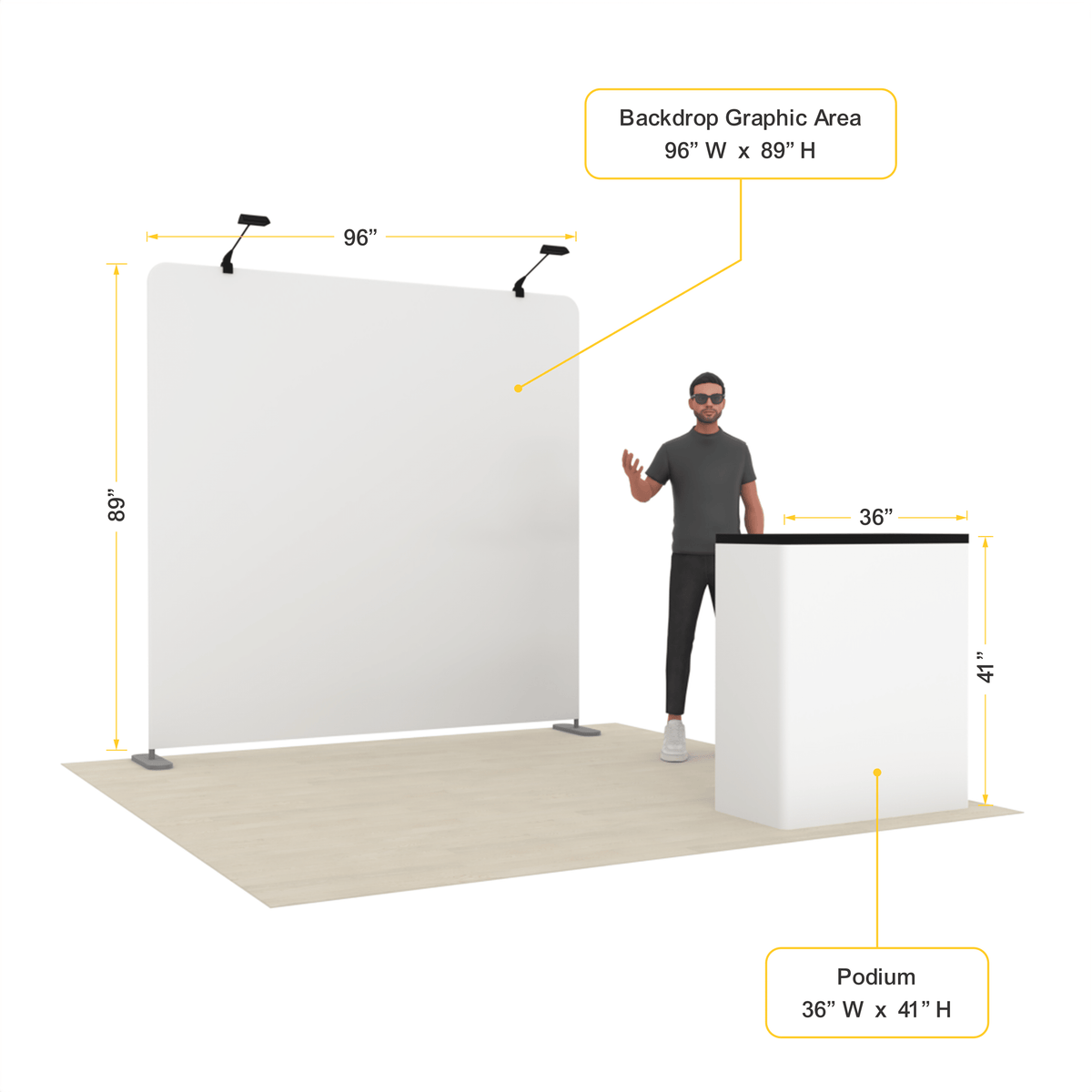 8ft TensionMax Straight + Podium - ExpoPrint