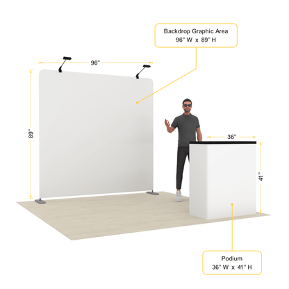 8ft TensionMax Straight + Podium - ExpoPrint