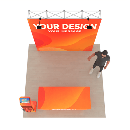 8ft QuickPop Straight + Table Covers + Media Stand - ExpoPrint