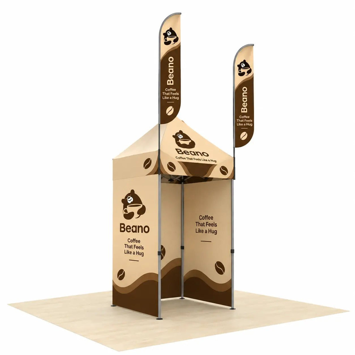 Custom Coffee Tent 5x5 with flags