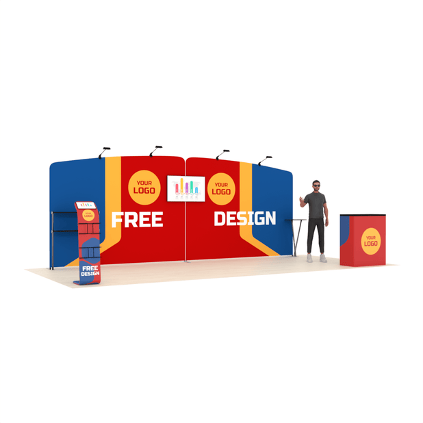 20ft PanelFusion™ 2-Panel Booth with TV Mount (F) - ExpoPrint