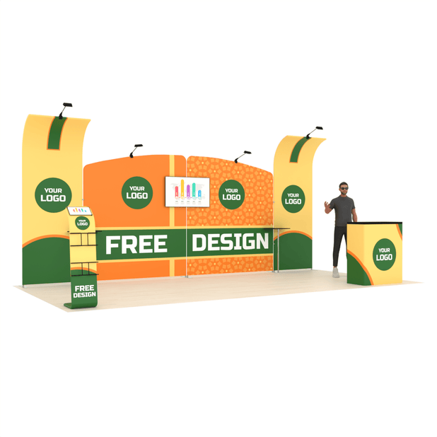 20ft PanelFusion™ 4-Panel Booth with TV Mount (5) - ExpoPrint