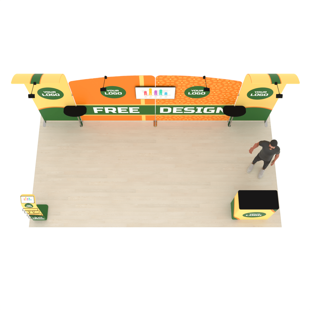 20ft PanelFusion™ 4-Panel Booth with TV Mount (5) - ExpoPrint
