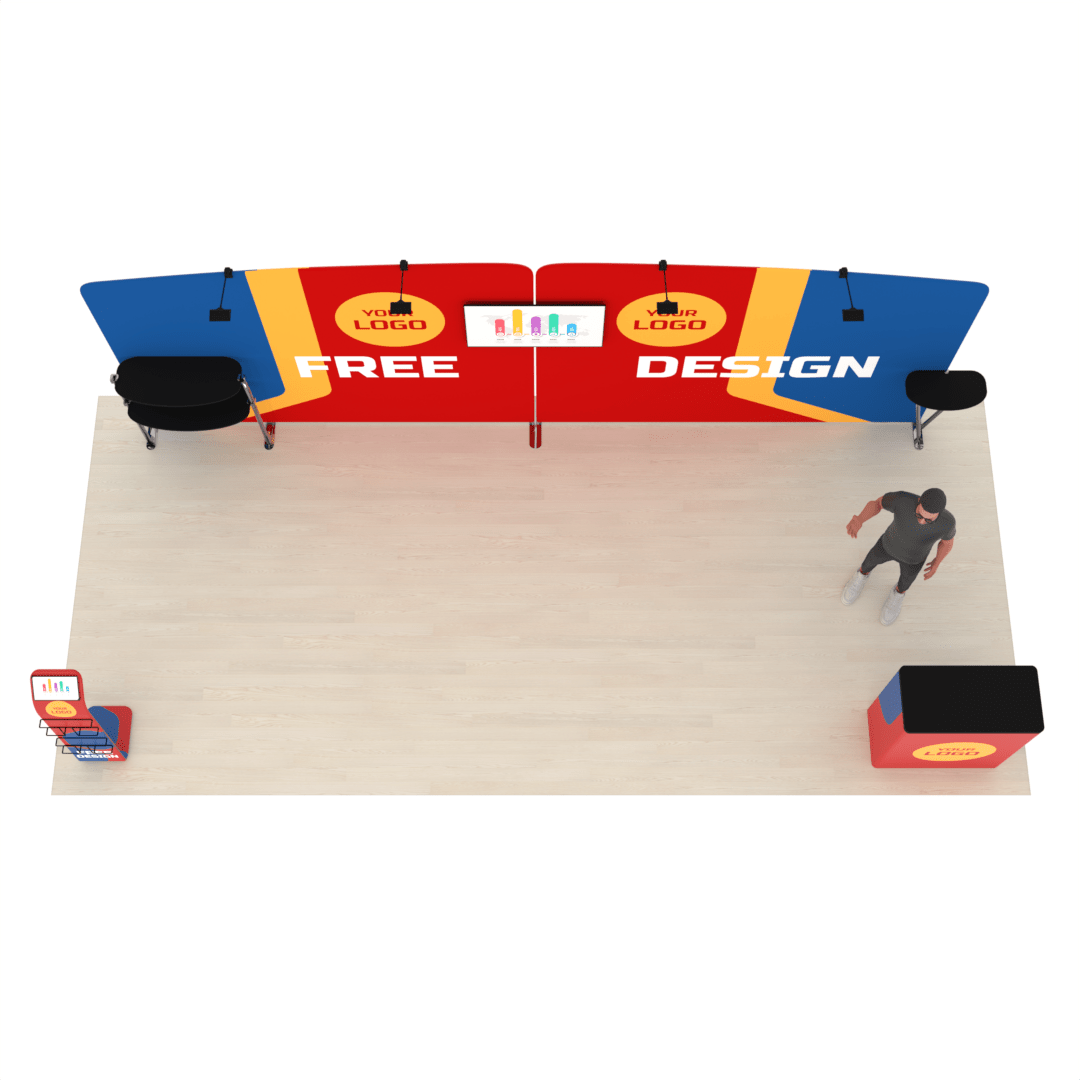 20ft PanelFusion™ 2-Panel Booth with TV Mount (F) - ExpoPrint