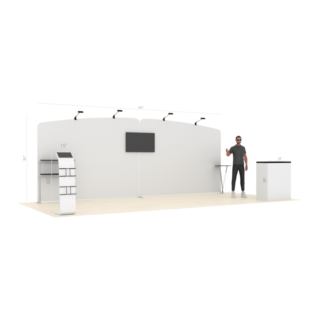 20ft PanelFusion™ 2-Panel Booth with TV Mount (F) - ExpoPrint